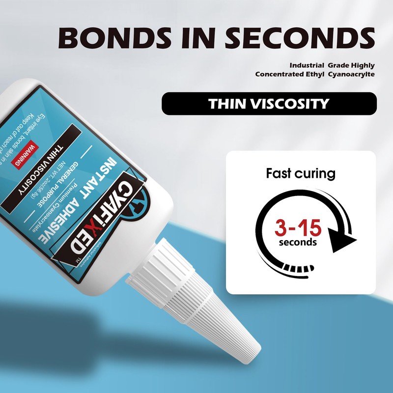 CYAFIXED Strong Cyanoacrylate (CA) Super Glue, Penetration Fast Thin Viscosity