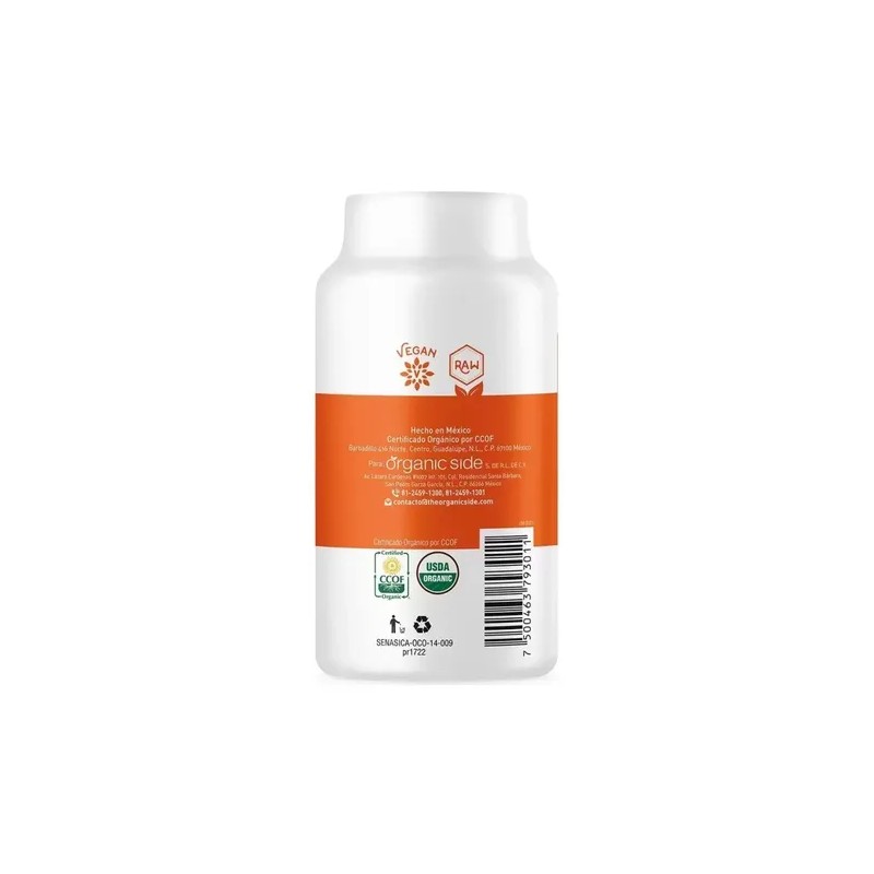 Cápsulas Cúrcuma Orgánica Turmeric 110 Unidades Organic Side