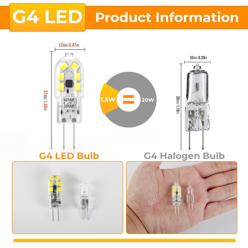 YUIIP G4 LED Bulb, AC/DC 12V JC G4 Bi Pin