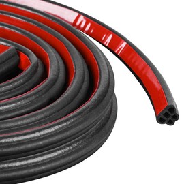 Car Weather Stripping Self Adhesive 20Ft Double Layer 5-Hole Universal Automotive Soundproofing Weatherstrip Adhesive Car Door Rubber Seal Strips with Adhesive Backing for Car RV Truck Doors Window