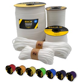 EdcX Paracord 4mm, 35+ Solid Colors (10m, 15m, 30m, 50m, 100m, 300m) | Ideal for Crafting, DIY, Camping, Survival, Outdoor | 100% Nylon Rope 4mm | Tactical Cord 550 Type III (White, 30 m)