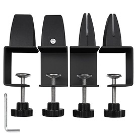 Desk Partition Clamp,Metal Clip For Desktop Divider,Sneeze Guard Holder On Desk,Adjustable Desk Divider Support Clamps For 0.1 to 1 Inch Thick Panels,4-Pack,Black