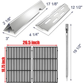 Genesis II Replacement Parts Kit for Weber Genesis ii 300 Series 17" Flavorizer Bars, Heat Deflector, 3 Burner Tubes & 66095 Cast Iron Grates (E310/E330/S335/LX 340/GS4; Weber Parts 66032/66040/67490)