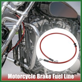 Motoforti 80cm 31.5" Motorcycle Braided Brake Clutch Oil Hoses Line Pipe Red Long-lasting