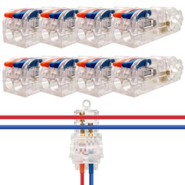 T Tap Quick Wire Connectors Dujelixa (15-13AWG, Red and Blue 2T ~ 2) 8 pcs, PC and Tinned Copper Wire Connectors Push Fit, No need to tear off wires or power off Plug and Play