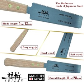 SUIZAN Dowel Cutting Saw, 4.7 inches (120 mm), Double Edged Dowel Cutting, No Set Saw, Precision Craft Woodworking Saw for Wood