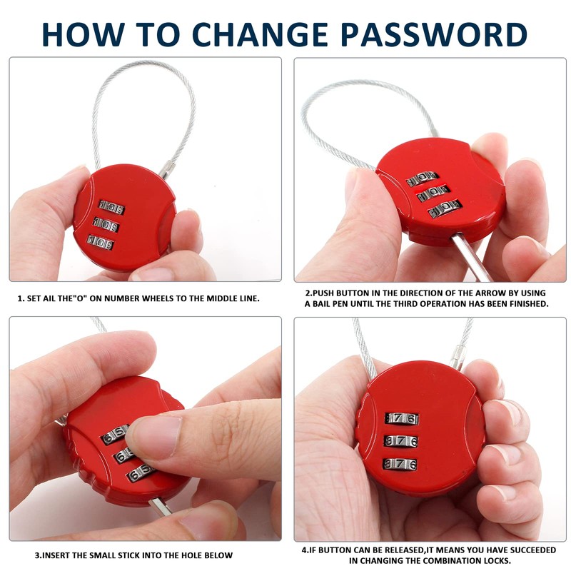 Litoexpe 6 Pcs Combination Lock, 3 Digit Outdoor Waterproof Padlock