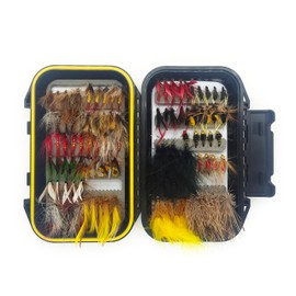 Kylebooker 100pcs Fly Fishing Flies Assortment Kit Dry Wet Flies Nymphs with Fly Box