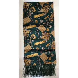 "Handmade" 100%Silk- Satin  Golf pattern Scarf 66x11 Double size