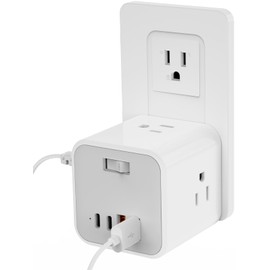 Outlet Extender USB C Wall Charger, Bototek Multi Plug Outlet Splitter 4AC Outlets with 4 USB Port, 20W USB C for Multiple Devices, 5-Sided Multi Plug for Cruise Home Office Dorm Room Essentials