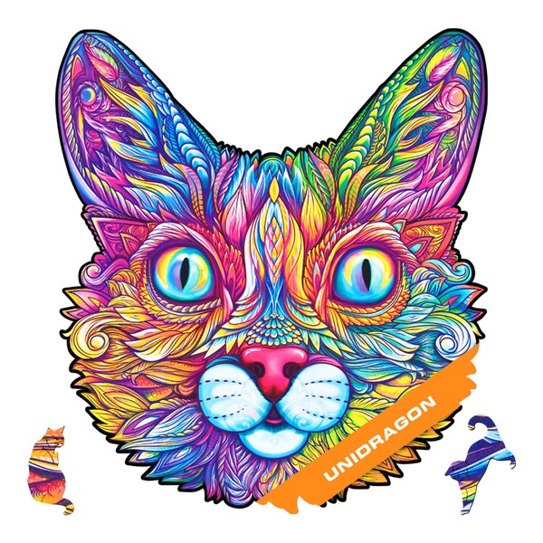 UNIDRAGON Original Wooden Jigsaw Puzzles - Impressive Cat, 300 pcs,