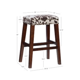 Harlow Brown Cow Print Backless Barstool by Linon