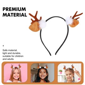 Homoyoyo 2Pcs Christmas Reindeer Antlers Special Deer Antlers Headband Reindeer Hair Band Haarreif Reh Geweih Rehohren Headband Plush Felt for Christmas Party Favor Style