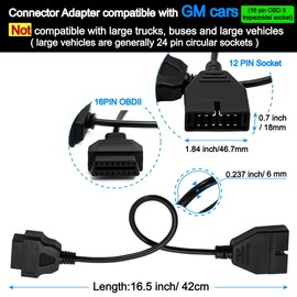 Goliton OBD2 to OBD1 GM Adapter, 12 Pins Socket to OBD2 16 Pins Diagnostic Tool Connector Adapter Cable Compatible with GM