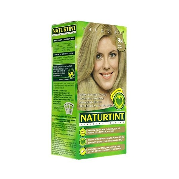 Naturtint Permanent Hair Color 9N Honey Blonde (Pack of 1), Ammonia Free, Vegan, Cruelty Free, up to 100% Gray Coverage, Long Lasting Results