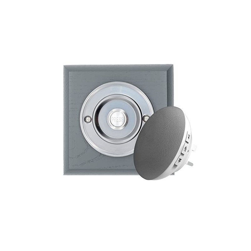 Modern Living Square Wireless Doorbell in Grey Ash and Brushed