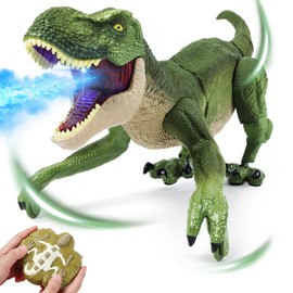 BEMITON Remote Control Dinosaur Toy - Birthday Gifts for 4-7 8-12 Year Old Boys, 2.4GHZ Electronic RC Walking Dino with Spray & Light & Roar for Kids Age 4-12