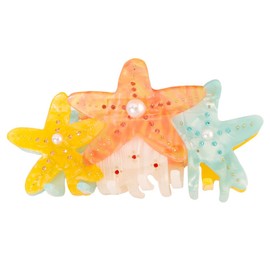 Tihebax Starfish Hair Clip for Women Girls Thick Hair, Large Sea Starfish Clips with Pearls and Rhinestones for Beach Hair Accessories