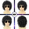 Gruee Hair Black Curly Wig + Glasses for Men Disco