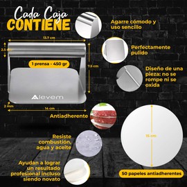 Alevem Smash Burger Smasher Stainless Steel 304 | Burger Crusher Includes Non-Stick Hamburger Paper 50 Pcs | Burger Press Smash and Cook in 3 Minutes