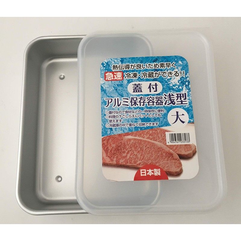 Taniguchi Metal 233133 Aluminum Storage Container with Lid, Shallow Type,