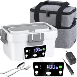 Cordless Electric Lunch Box 16,000mAh – Smart Automatic Heating, 1.6L Portable Food Warmer (212°F Max), Rechargeable Battery-Powered Hot Meal Container for Office, Travel & Outdoor