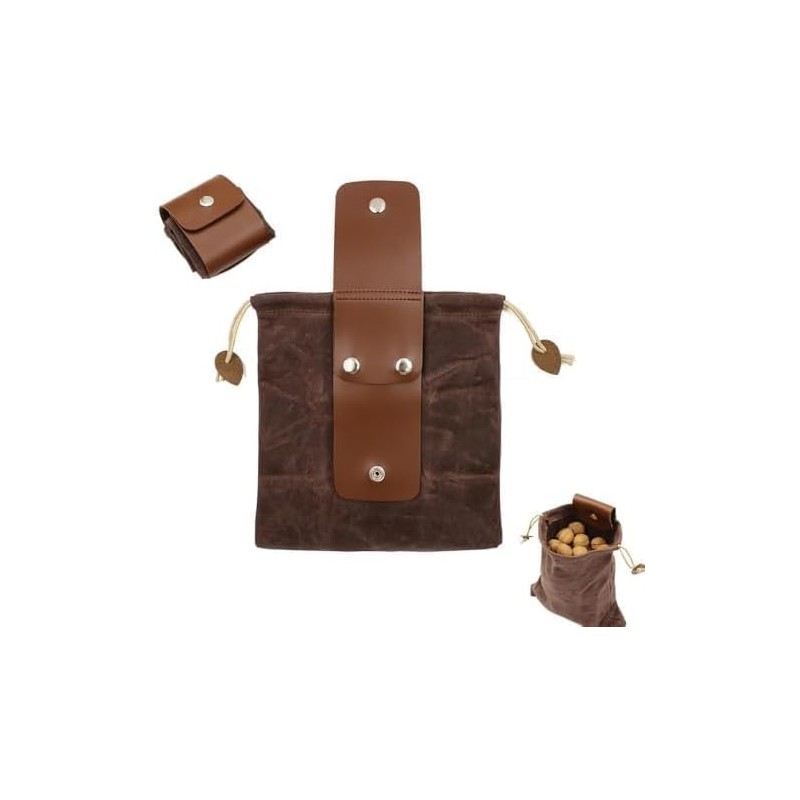Bolso de cinturón plegable de lona y cuero, Negro