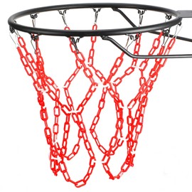 Yyiwhmy Basketball Net Replacement Heavy Duty,Resin Material, Anti-Rust Indoor Outdoor Standard 12-Ring Basketball Hoop（Red）