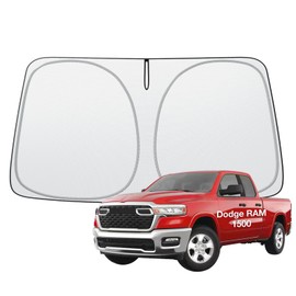 Wigoo for Dodge RAM 1500 2019-2025 Windshield Sunshade [100% Sun Block, 4th-Gen Cooling Tech] Foldable Heat Insulation Front Window Sunshade with Storage Bag, Compatible with Dodge RAM 1500 2019-2025
