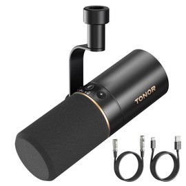 Micrófono Dinámico USBXLR para PC, TONOR Profesional microphone Vocal con 24Bit96kHz, Mic de condensador con 3.5mm jack auriculares,Botón Mute para...