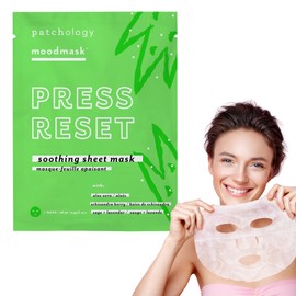 Patchology Soothing Face Mask - Press Reset Soothing Sheet Mask with Aloe Vera, Lavender and Schisandra Berry helps revitalize your face by improving your complexion and hydrating dry skin (1 Ct)