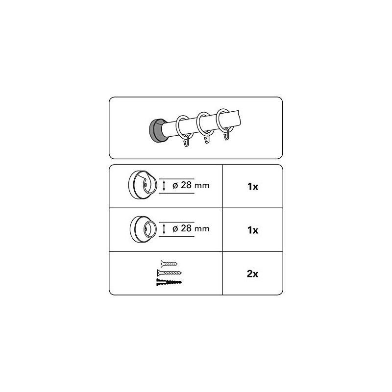 Gardinia Wall Bracket for Ø 28 mm Pine Wood Applicable