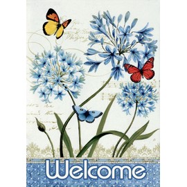 Morigins Floral Butterfly Double Sided Welcome Spring Garden Flag 12.5x18 inch