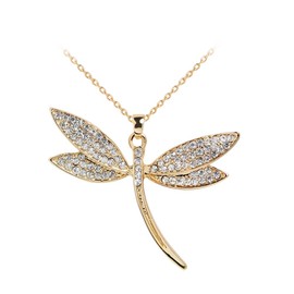 AKOAK 1 Pack Fashion Creative Diamond-Inlaid Dragonfly Necklace Fresh and Elegant Dragonfly Pendant Necklace