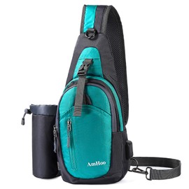 AmHoo Sling Backpack Chest Shoudler Crossbody Bag Water Resistant Hiking Daypack Small Turquoise