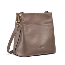 Kattee Leather Handbags for Women, Soft Shoulder Tote Bucket Bags Crossbody Purses with 2 Straps Magnetic Snap Closure