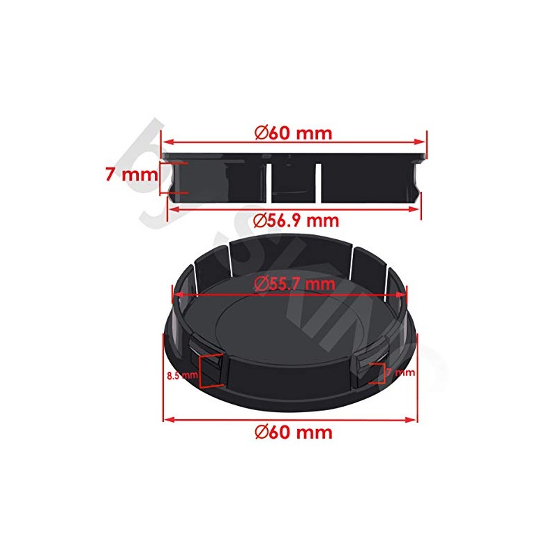 Biomar Labs® 4 x 60mm 3D Wheel Hub Centre Caps