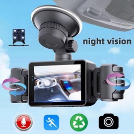 Black Box Video Recorder 4-Channel Dash Cam with 2-Inch IPS Screen, 4 Cameras, and Night Vision Features