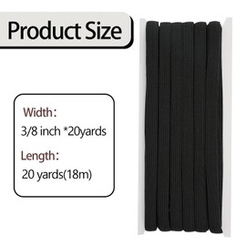 Black Elastic Band for Sewing, 3/8 inch 20 Yards High Elasticity Elastic Cord Stretch Strap Elastic Rope Knit Elastic Spool for Sewing DIY Crafts