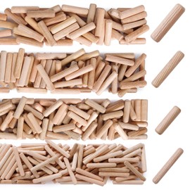 150Pcs Wooden Dowel Pins Kit 1/2" x 2-3/8Inch Small Fluted Wood Dowels Pegs Hardwood Pin for Furniture Woodworking Crafts