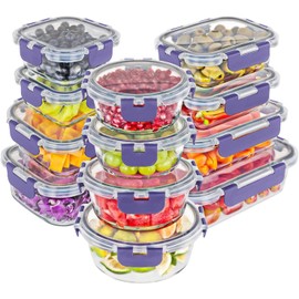 Magic Mill Glass Storage Containers With Lids Set, Ultimate 24pc Set with BPA Free Airtight Locking Lids for Lunch, Food Storage, Meal Prep, Fridge, Freezer, and Dishwasher Safe