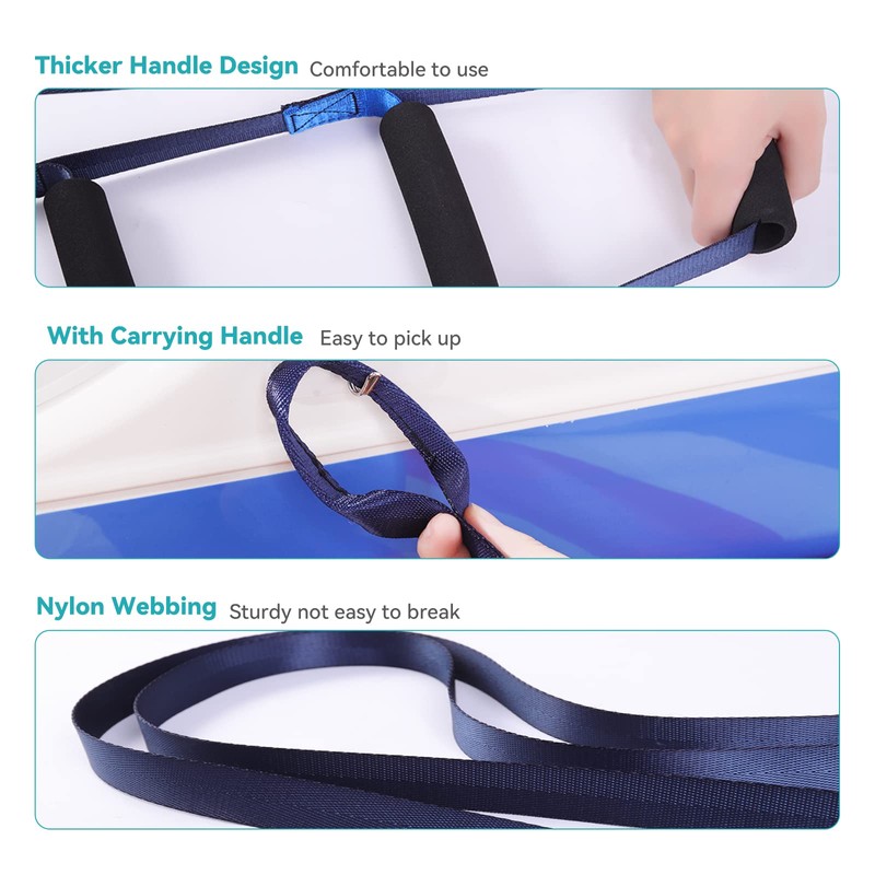 lefeke Bed Ladder Assist Strap with 6 Hand Grips,Portable Rope