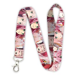 AkinaWay Zero Two Kawaii Lanyard Keychain, Pink