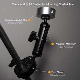 Starlink Mini Mount, Portable Starlink Mini Rv Ladder Mount/Roof Rack Mount,Universally Adjustable Angle Clamp with Adapter for Pickup Truck with Bracket,Cruise Ship,Roof,Camping Travel etc
