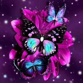 EastyGold Diamond Painting 5D DIY Art Butterfly Flowers Diamond Painting Kits Full Drill Rhinestone Embroidery Picture Handcraft Home Wall Decoration Gifts 13.8" x 13.8"