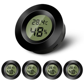 5PCS Mini Digital Room Thermometer, LCD Digital Hygrometer, Temperature and Humidity Monitor for Home, Nursery, Guitar Incubator, Reptiles, Car Greenhouse, Black