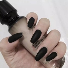 Scrub Black Wearable Nail Midi Ballet Type Fake Nail 24 Pieces 10 Sizes Same Nail Shop Self Nail Patch Reusable Set, 1 Piece, Black / 스크럽 블랙 착용 네일 미디 발레형 페이크 네일 24매입 10가지 사이즈 네일샵 동일 셀프 네일 패치 재사용 가능 세트, 1개, black