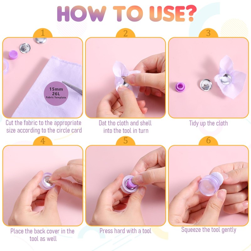 60 Sets Cover Button Kits with 3 Sizes & Tools