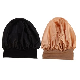 Beavorty 2pcs High Elasticity Sleep Caps for Women Comfortable Chemo Hats Black Gold Soft Protection Beanie for Sleeping and Hair Loss Care