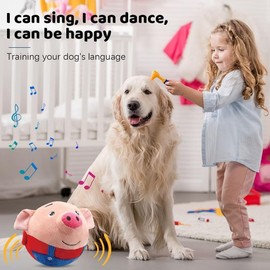 Geojec Interactive Dog Toys,Jumping Squeaky Dog Toys with Recording and Music Modes,Activated Dog Toy Moving Dog Toy for Small/Medium/Large Dogs to Keep Them Busy(Red Pig)